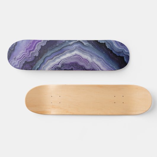 Amethyst Geode Fluid Pour Skateboard (Horizontal)