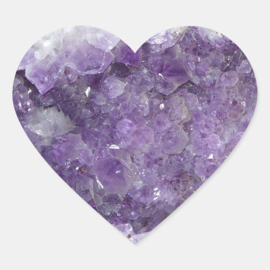 Amethyst Geode - Violet Crystal Gemstone Herz-Aufkleber (Vorderseite)