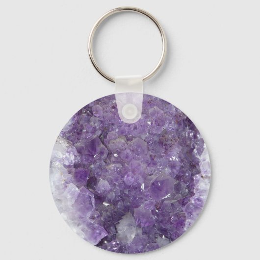 Amethyst Geode - Violet Crystal Gemstone Schlüsselanhänger (Vorderseite)