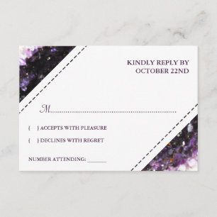 Amethyst Geode   Violet Wedding RSVP Karte