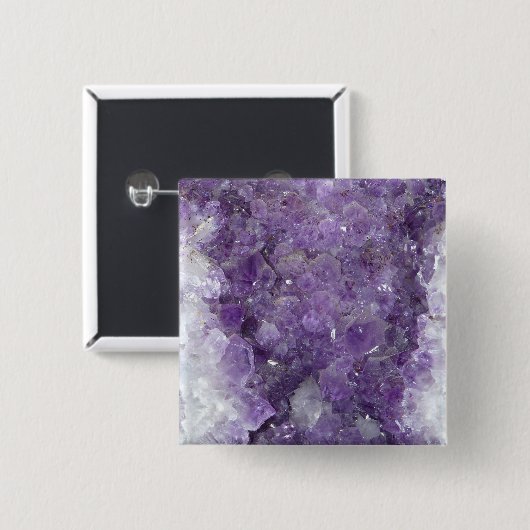 Amethyst Geode - violetter Kristalledelstein Button (Vorne & Hinten)