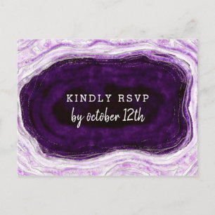 Amethyst-Geoden-Scheiben-Hochzeits-Menü-Wahl-RSVP Postkarte