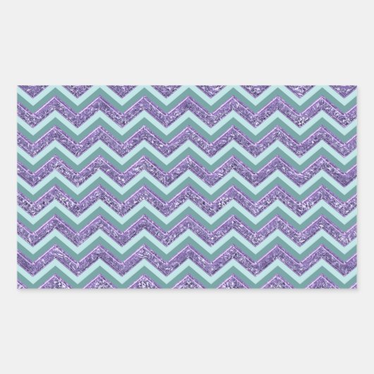Amethyst Glass Zigzag Muster Rechteckiger Aufkleber (Vorderseite)