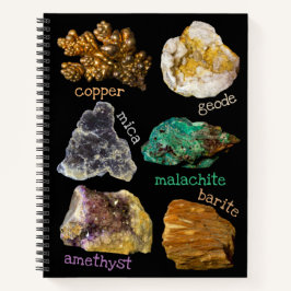 Amethyst Glimmer Kupfer Schwerspat Malachit Geode  Notizblock