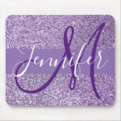 Amethyst Glitter Foto Personalisiertes Monogramm Mousepad (Vorne)