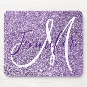 Amethyst Glitter Foto Personalisiertes Monogramm Mousepad