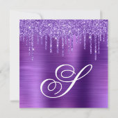 Amethyst Glitzer Tropfen und Foil 40. Geburtstag Einladung (Rückseite)