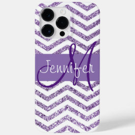 Amethyst-Glitzer Zickzack Schwarz-Weiß-Monogramm Case-Mate iPhone 14 Pro Max Hülle