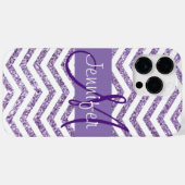 Amethyst-Glitzer Zickzack Schwarz-Weiß-Monogramm Case-Mate iPhone Hülle (Rückseite (Horizontal))