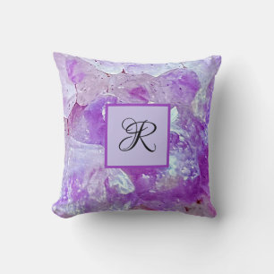 Amethyst Glitzern Lila Quartz Gemstone Monogram Kissen