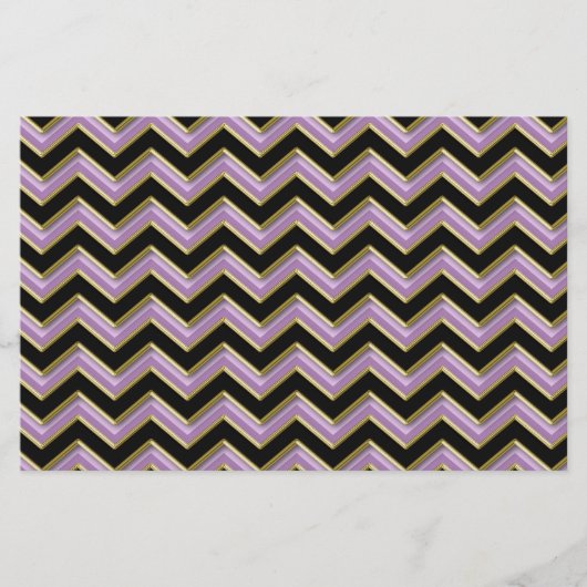 Amethyst Gold Black Zigzag Muster Briefpapier (Vorderseite)