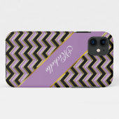 Amethyst Gold Black Zigzag Muster Case-Mate iPhone Hülle (Rückseite (Horizontal))