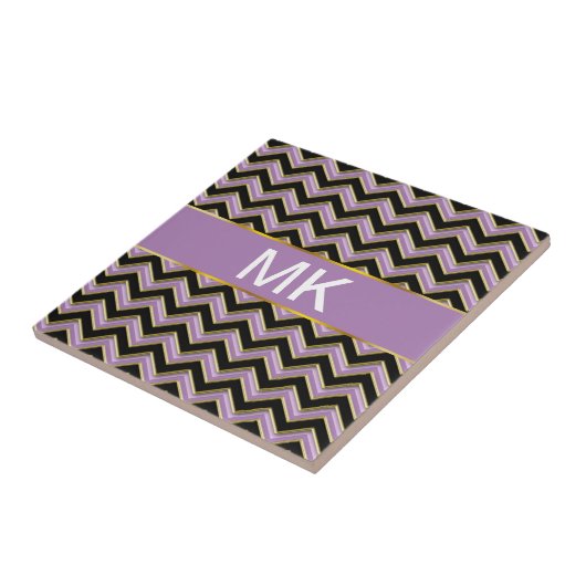 Amethyst Gold Black Zigzag Muster Fliese (Seite)