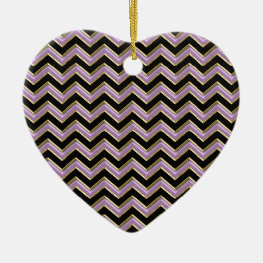 Amethyst Gold Black Zigzag Muster Keramik Ornament (Vorne)