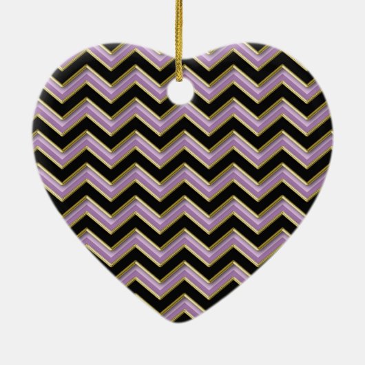 Amethyst Gold Black Zigzag Muster Keramik Ornament (Hinten)