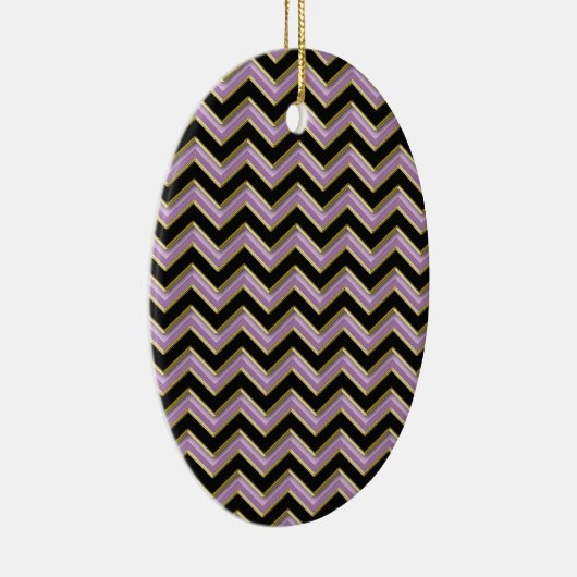 Amethyst Gold Black Zigzag Muster Keramikornament (Rechts)