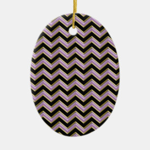 Amethyst Gold Black Zigzag Muster Keramikornament