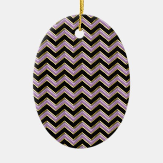 Amethyst Gold Black Zigzag Muster Keramikornament (Vorne)