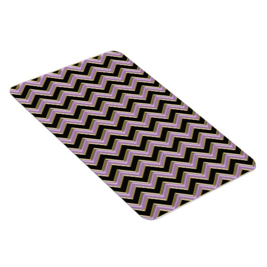 Amethyst Gold Black Zigzag Muster Magnet (Rechte Seite)