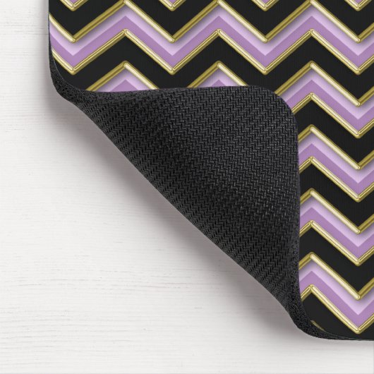 Amethyst Gold Black Zigzag Muster Mousepad (Ecke)