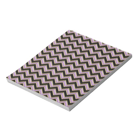 Amethyst Gold Black Zigzag Muster Notizblock (Rotiert)