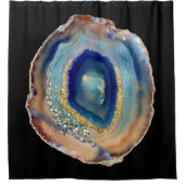 Amethyst Gold Blue Nave Agate Abstrakt Glitzer Duschvorhang (Vorderseite)