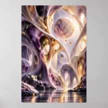 Amethyst-Gold-Himmelsbögen-Surrealistische Wandkun