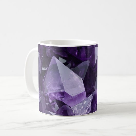 Amethyst Healing Crystal Cluster Kaffeetasse (Vorderseite Links)