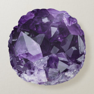 Amethyst Healing Crystal Cluster Rundes Kissen