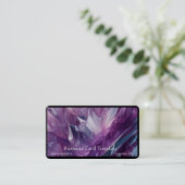 Amethyst Healing Crystals Business Card Visitenkarte (Stehend Vorderseite)