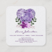 Amethyst Heart Blume Square Business Card Quadratische Visitenkarte (Rückseite)