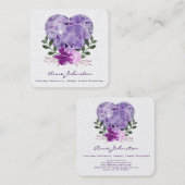 Amethyst Heart Blume Square Business Card Quadratische Visitenkarte (Vorne/Hinten)
