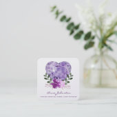 Amethyst Heart Blume Square Business Card Quadratische Visitenkarte (Stehend Vorderseite)