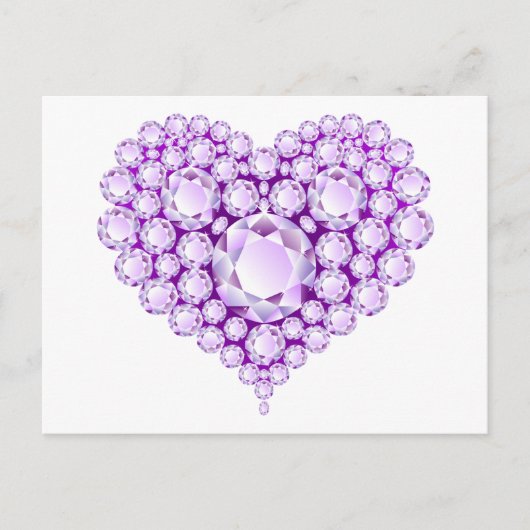 Amethyst Heart Gems Postkarte (Vorderseite)
