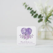 Amethyst Heart Lila Rose Quadratische Visitenkarte (Stehend Vorderseite)