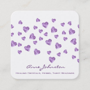 Amethyst Hearts Square Business Card Quadratische Visitenkarte