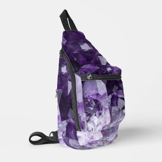 Amethyst-Heilsteincluster Crossbody Bag (Linke Seite)