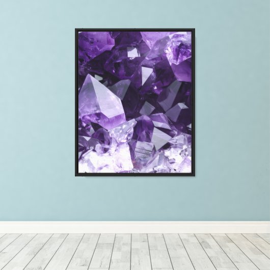 Amethyst-Heilsteincluster Leinwanddruck (Insitu (Holzboden))