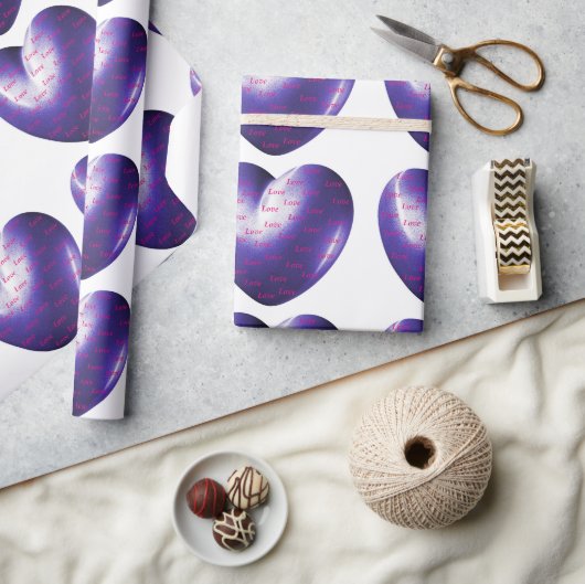 Amethyst-Herz gefüllt mit Liebe Geschenkpapier (Kunsthandwerk)