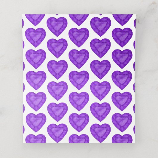 Amethyst Herzklopfgast lila weiß Platzkarte (Innenseite Aufgefaltet)