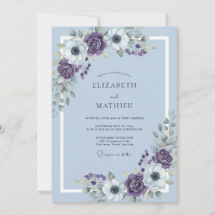 Amethyst-Himmel-Anemone-Hochzeit Einladung