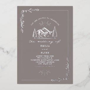 Amethyst-Hochzeit Berge Folieneinladung