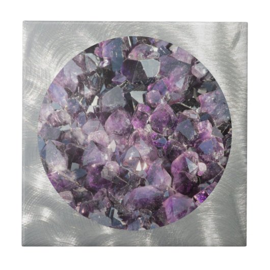 Amethyst in gebürsteten Metallrahmen Fliese (Vorderseite)