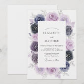 Amethyst Indigo Gemalte Hochzeit Einladung (Vorne/Hinten)