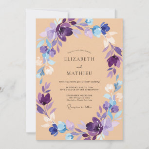 Amethyst Indigo Wildflower-Hochzeit Einladung