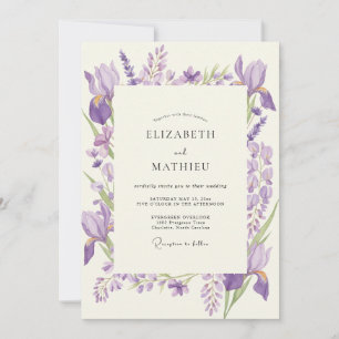 Amethyst Iris Violette Eukalyptus-Hochzeit Einladung