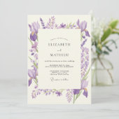 Amethyst Iris Violette Eukalyptus-Hochzeit Einladung (Stehend Vorderseite)