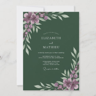 Amethyst-Jäger-Wildblumen-Hochzeit Einladung
