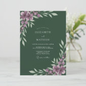 Amethyst-Jäger-Wildblumen-Hochzeit Einladung (Stehend Vorderseite)