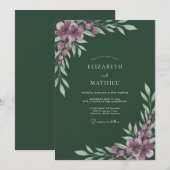 Amethyst-Jäger-Wildblumen-Hochzeit Einladung (Vorne/Hinten)